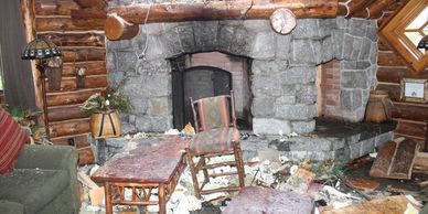 fire damage to fireplace and home