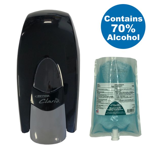 Betco Clario Advance Alcohol Foaming Hand Sanitizer Bundle Dispenser