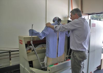 Preparing a shirt to be pressed
