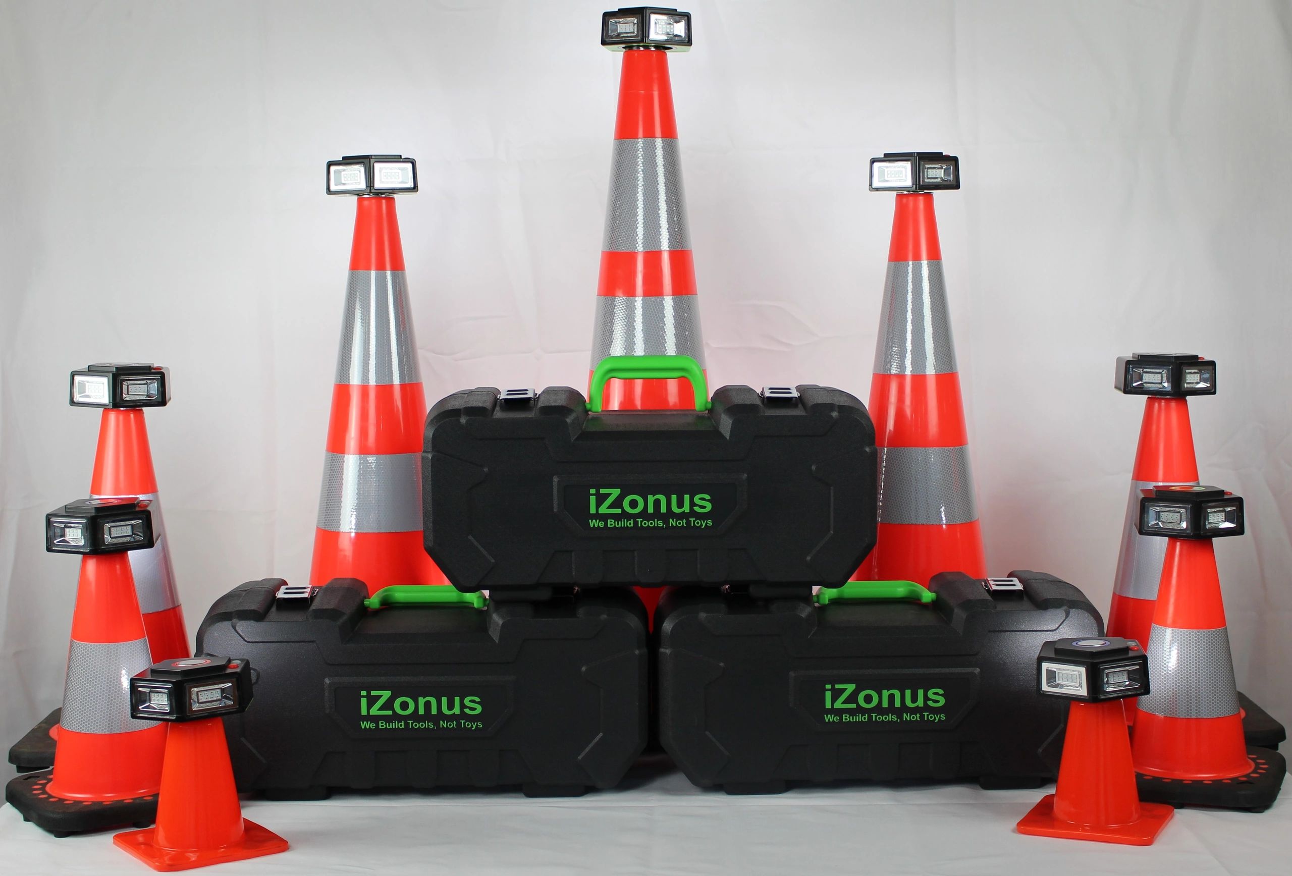 Traffic Cone Lights with Metal Cone Top insert.  Cones come in 6-inch to 36-inch