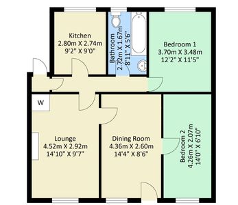 Residential property floor plan image with room measurements