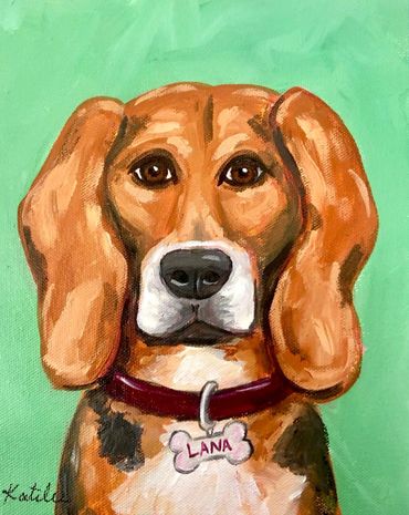 painting of a beagle dog
