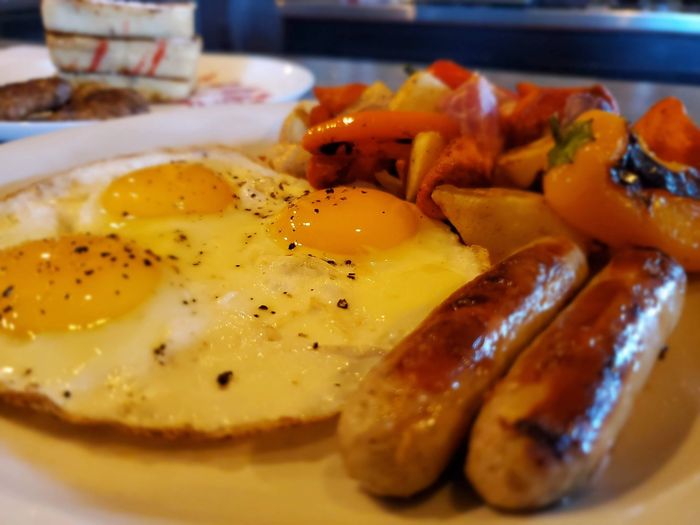 Sunny Side Up Eggs, Potatoes, Turkey Sausage, Breakfast, Brunch