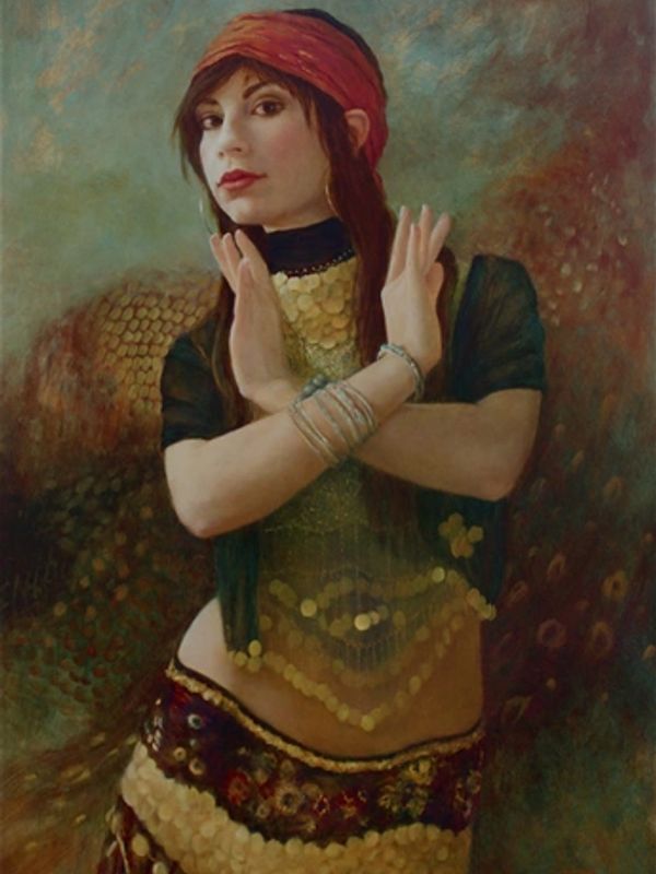 Artwork of a woman wearing her traditional cloths