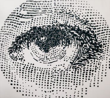 TITLE: OJO
SERIES: “RETRATOS”
2014
ACRYLIC AND SEQUINS ON CANVAS
63' X 71' X 3'