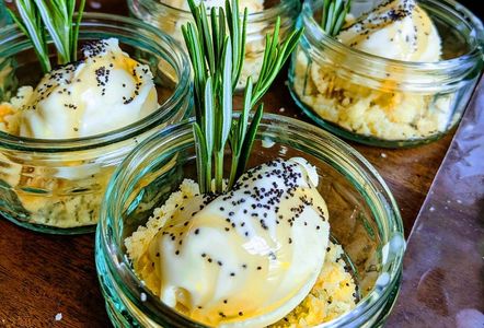 Lemon and rosemary sorbet with poppyseed shortbread