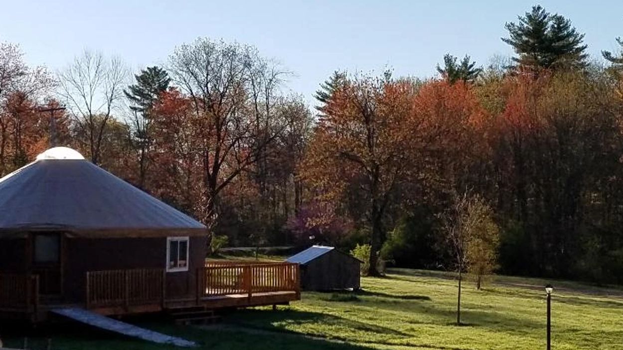 Art studio, yurt, spring, New England