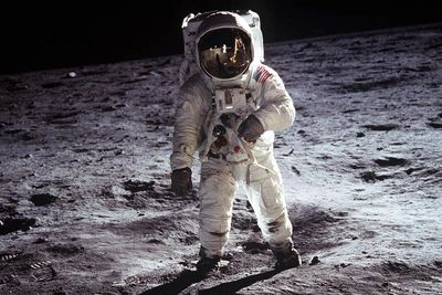 Buzz Aldrin walking on the Moon, photo credit, NASA