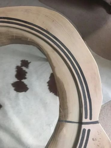 Ash coffee table with glass and epoxy resin.