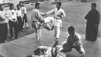 black and white picture of karate training