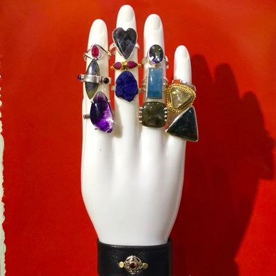 One of a kind handcrafted crystal and stone rings
