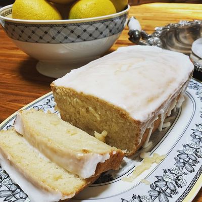 Easy vegan lemon loaf bread with vanilla glaze