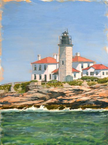 Narragansett, Beavertail Light, New England Lighthouses, Light House Art, Lighthouse paintings
