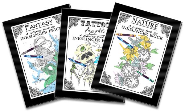 3 Book Combo Inkslinger Erick tattoo coloring books digital download