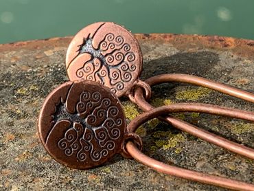 Recycled copper tree of life earrings