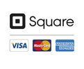 Square Point of Sale Logo. Featuring Visa, Mastercard and Amex