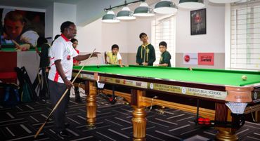 Snooker Coaching Session in progress with Children from DPS(E) School in Bangalore