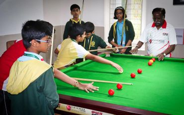 Snooker Coaching Session in progress with Children from DPS(E) School in Bangalore