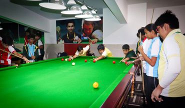 Snooker Coaching Session in progress with Children from DPS(E) School in Bangalore
