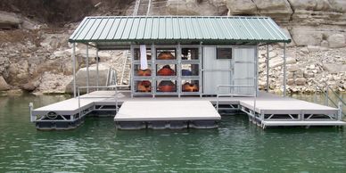 Lakeside Marine Services Floating Dock Design & Construction - Dock with Kayak Storage