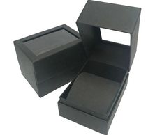 black watch box with texture paper material, rigid set up box