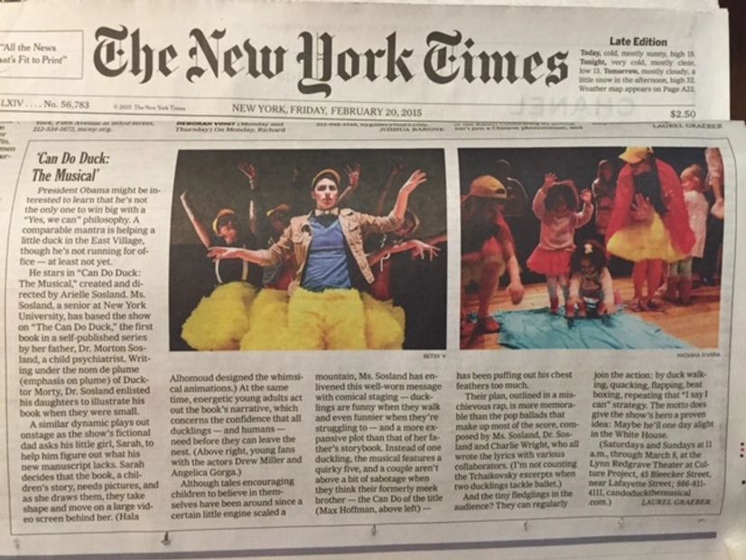 The New York Times Article 'Can Do Duck: The Musical'