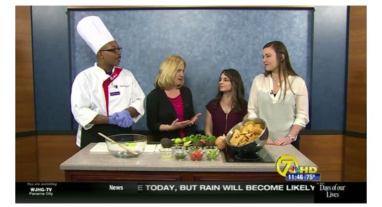 Dietitian Jackie on live TV speaking about nutritional topics.