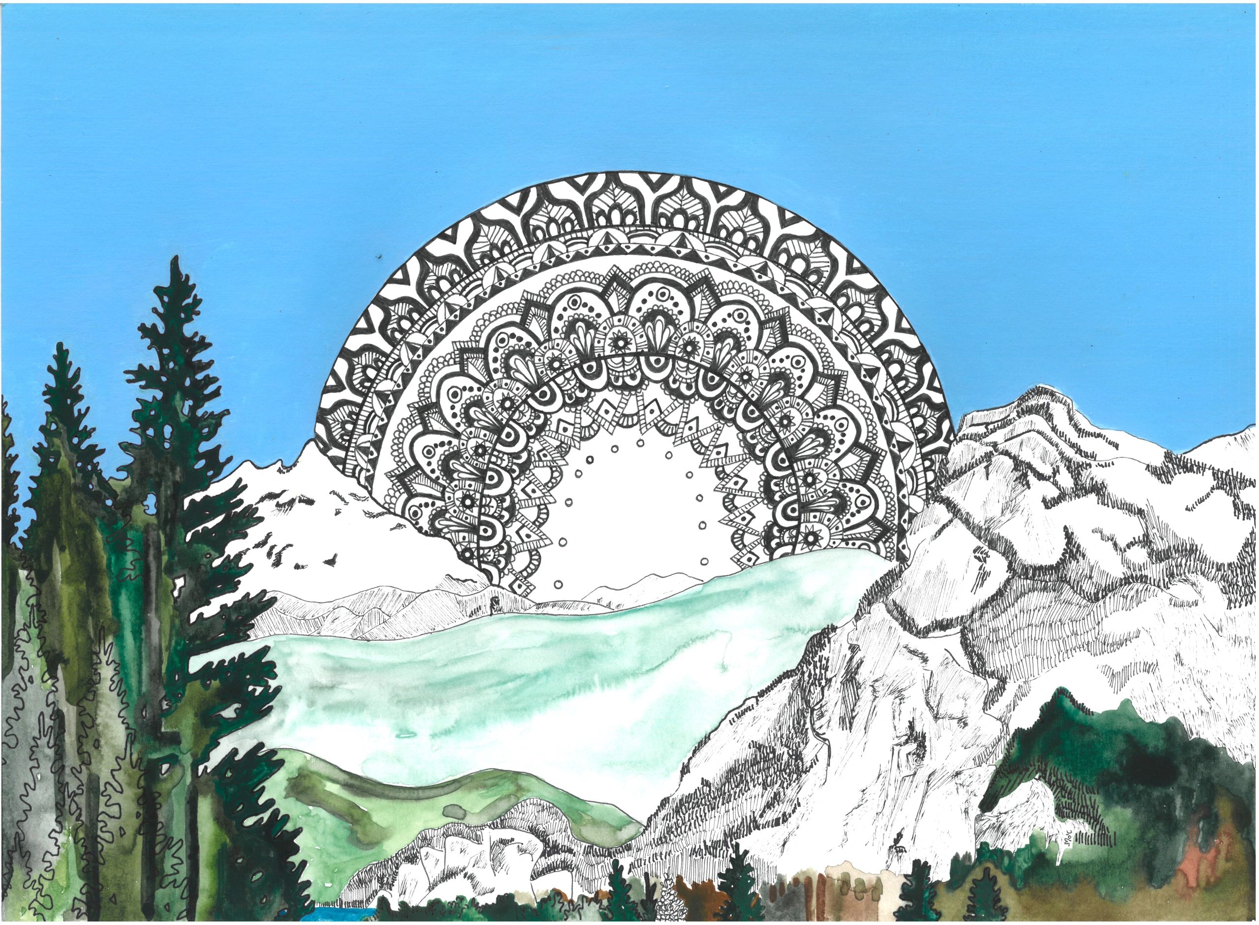 Where mountains meet the sky, the flow of the river meets the toes of the mountain, the whistlers of