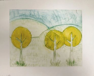 Landscape Acrylic Etching Print on Paper 1