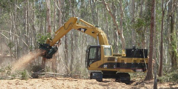 Image of construction machine clearing vegetation