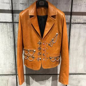 Ladies Riveted Genuine Ladies Leather Jacket