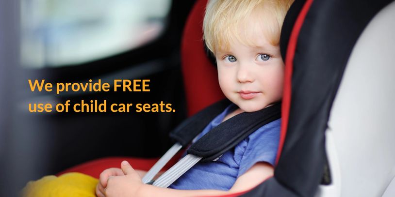 DeLoxLimo (2 FREE) use of child car seats, you just let us know the age and how many.