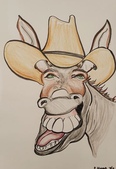 Mule caricature with the musician's face was used on an album cover.