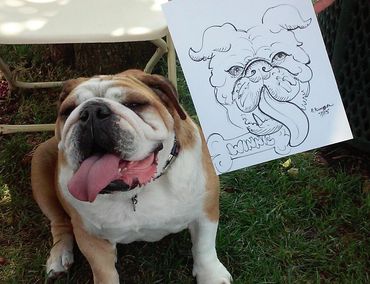 This adorable dog loved having his caricature drawn at a dog show!