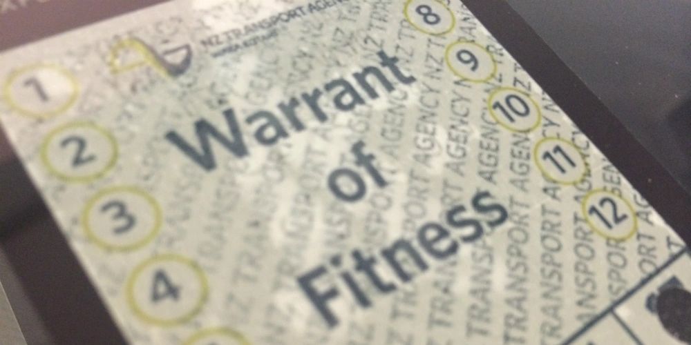 New Zealand Warrant of Fitness (WOF) label