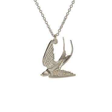 Silver Swooping Swallow Pendant by Alex Monroe