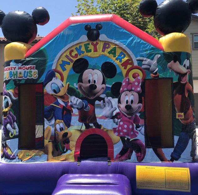 Jump with Mickey and his friends! Good for boy or girl. Sorry, no basketball hoop in this units. Dim
