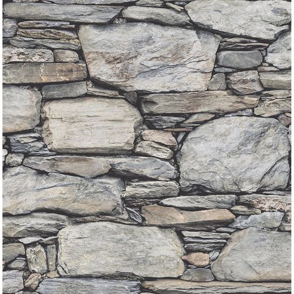 STONE WALL GREY HISTORIC WALLPAPER