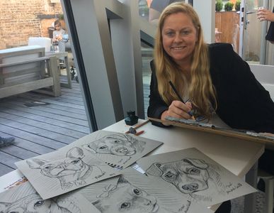Michele Cahill- Artist Founder Pet Portrait Fun - Live sketching