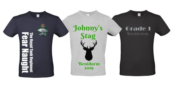 Stag and hen printed t shirts and hoodies in tidworth