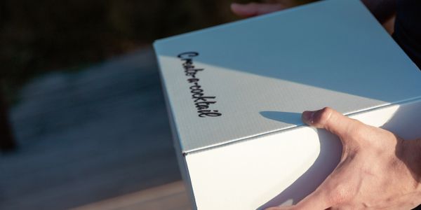 a white box being held by white hands 