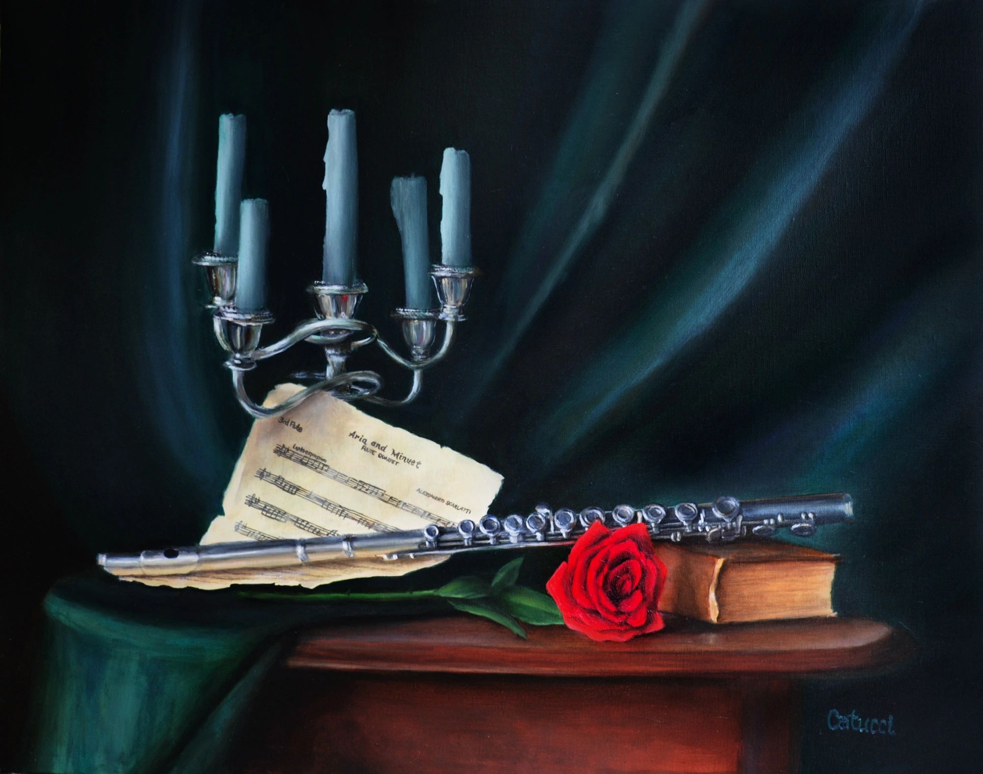 Fine Art Oil Painting Flute Music