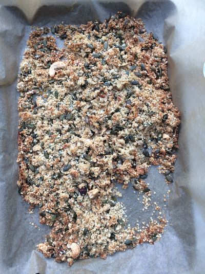Gluten free granola with healthy nuts and seeds