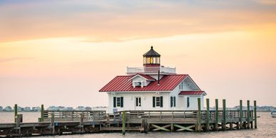 Roanoke Marshes Lighthouse in Manteo on Roanoke Island in the Outer Banks