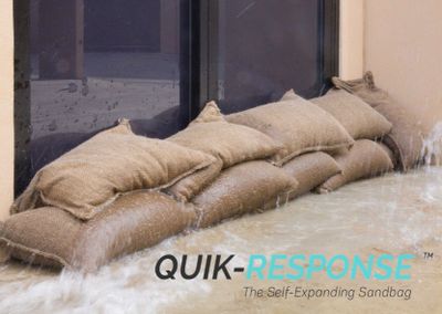 Quik Response sandless sandbags protecting a sliding door