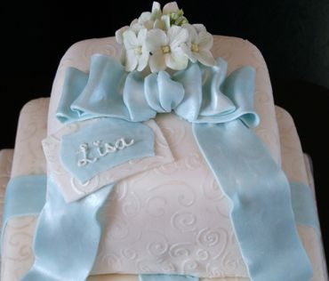 Blue Ribbon Gift Box Shower Cake