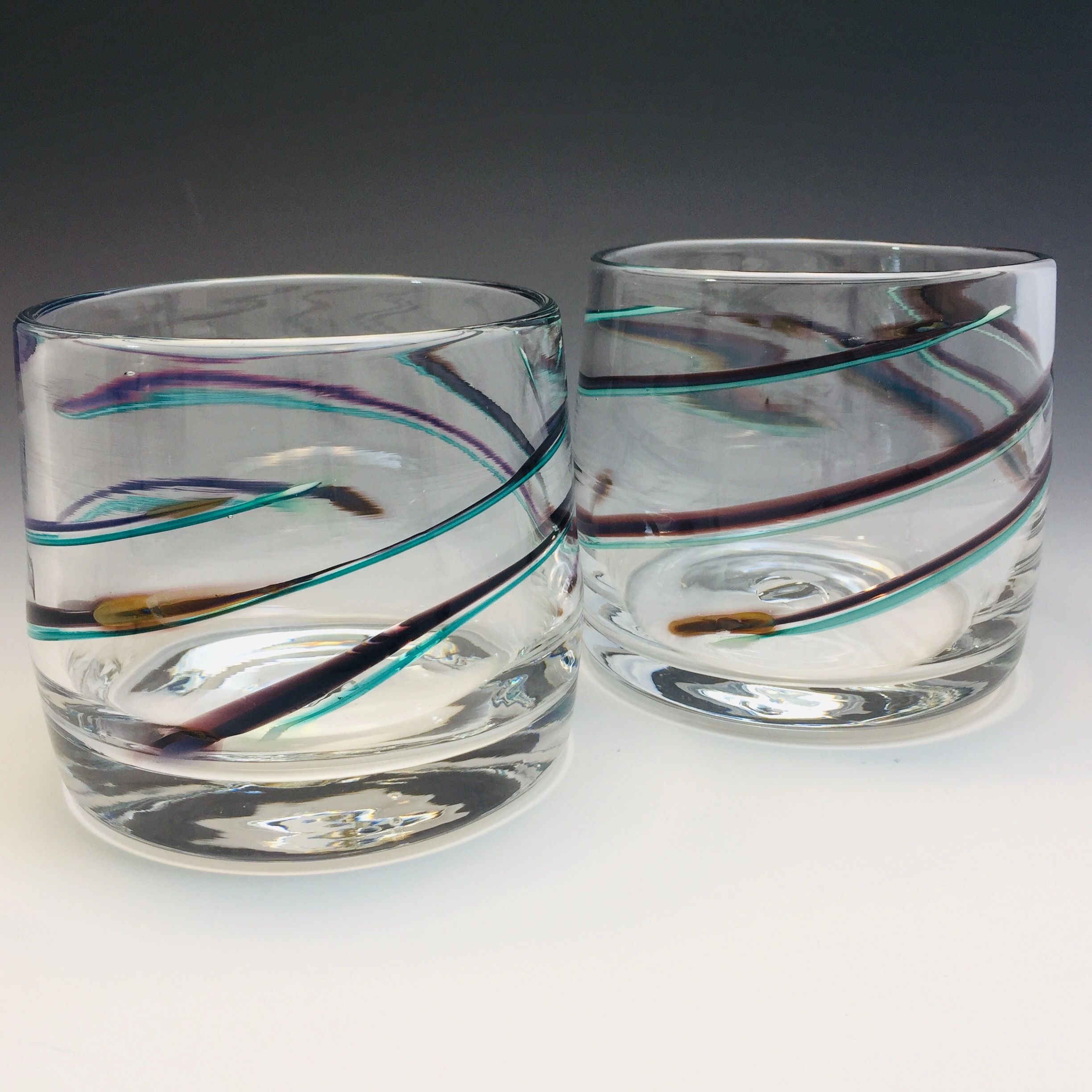 PURPLE LATTICINO ROCKS GLASSES  Drink your Scotch on our Rocks! Or any other liquid These hand blown