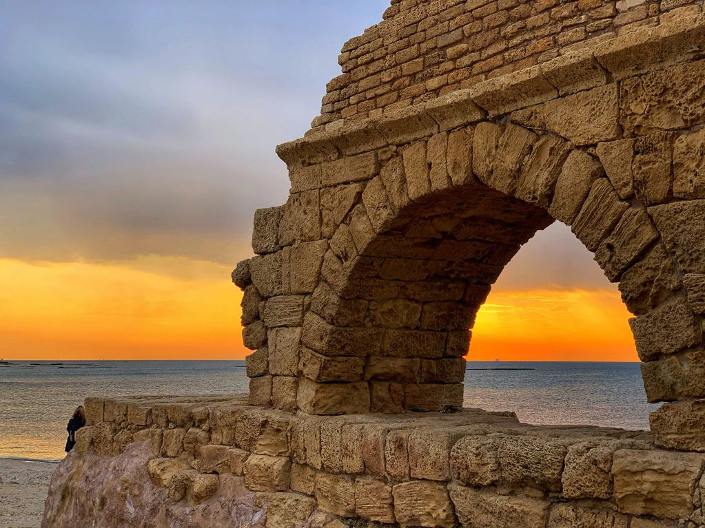 Sunset Aqueduct Caesarea Israel