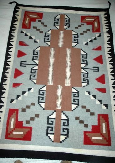 Beautiful Large Genuine Woven Wool Navajo Rug 65" x 45 "