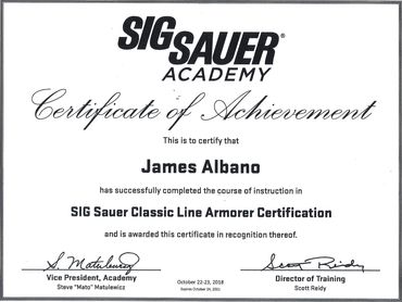 Sig Sauer P series P226 P225 P229 armorer certification repair SigSauer